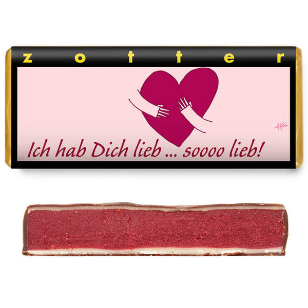 Zotter Handgeschöpfte Schokolade "Ich hab Dich lieb - soooo lieb" 70 g