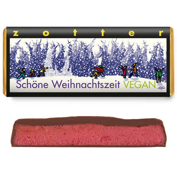 Zotter Handgeschöpfte Schokolade "Schöne Weihnachtszeit" Preiselbeer 70 g